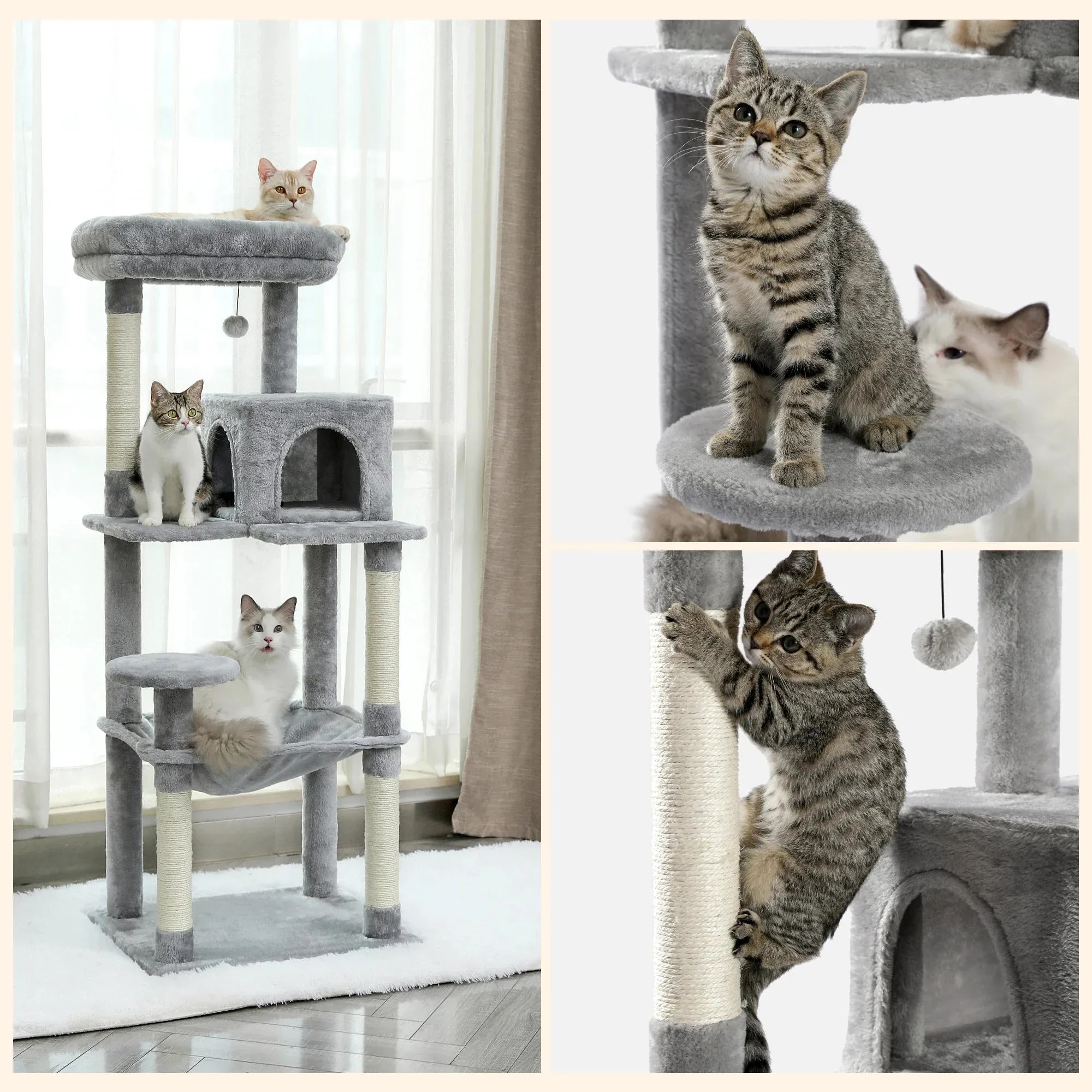 5-Level Cat Tree Tower with Hammock and Perch
