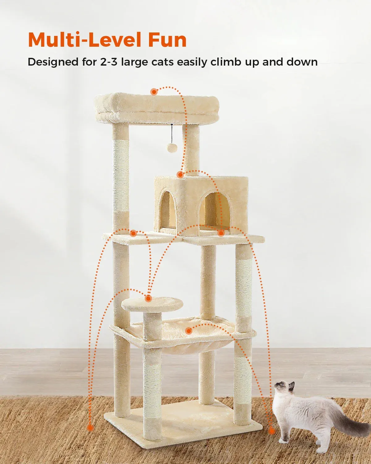 5-Level Cat Tree Tower with Hammock and Perch