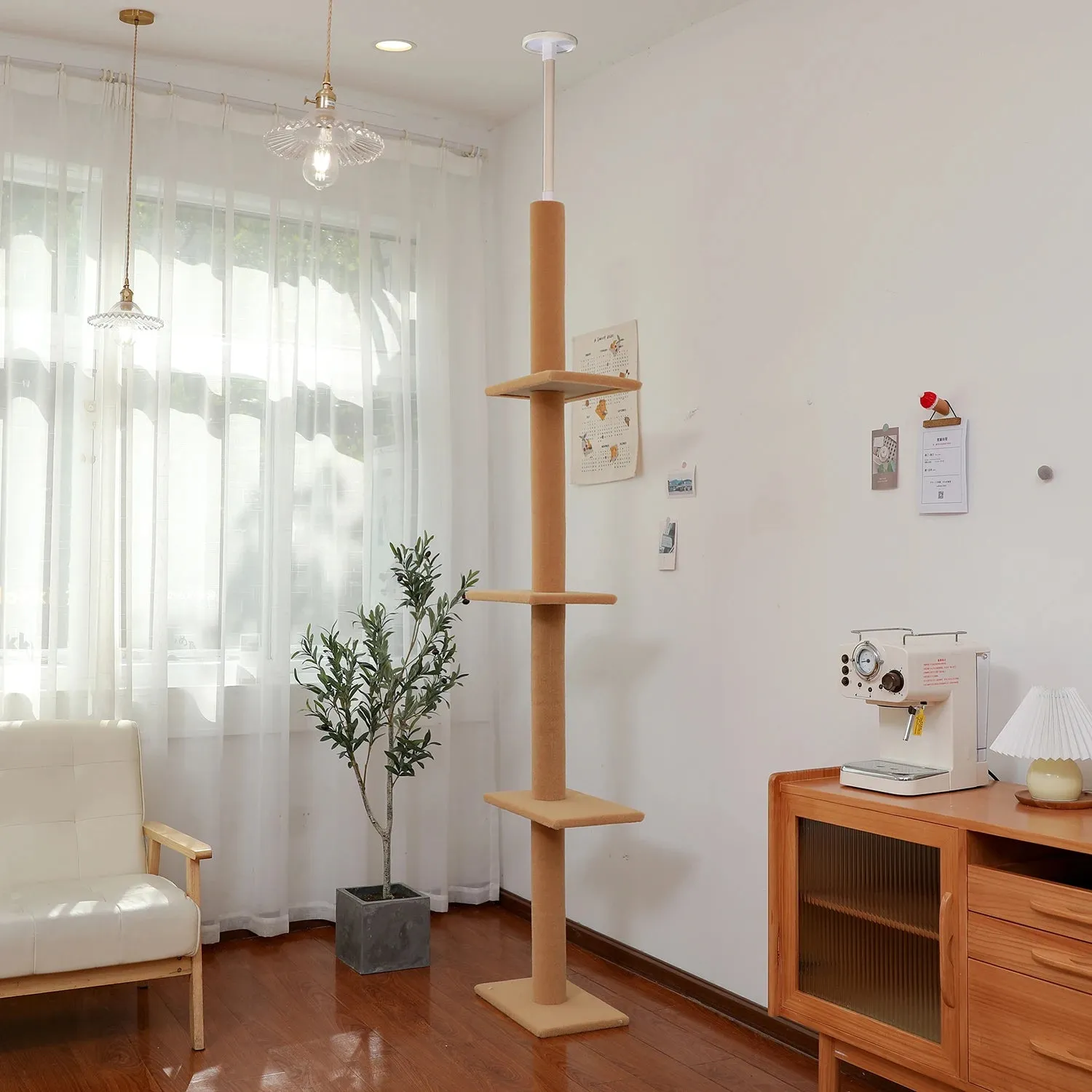 Adjustable Height Floor-to-Ceiling Cat Tree - Scratching Posts & Cat Tower