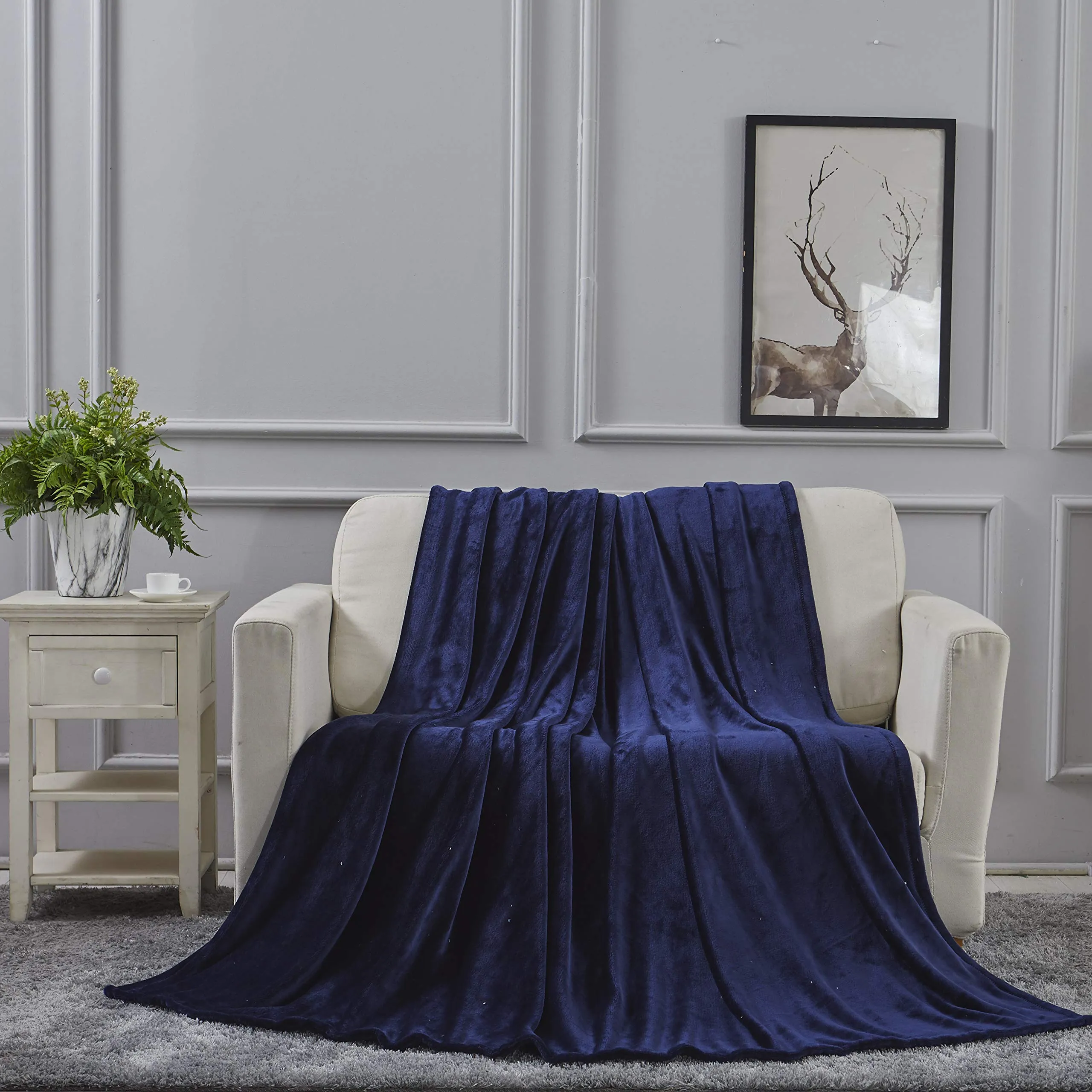 All American Collection Super Soft Ultra Comfort Plush Microfiber Solid Throw Blanket for Couch Home Bedroom Living Room