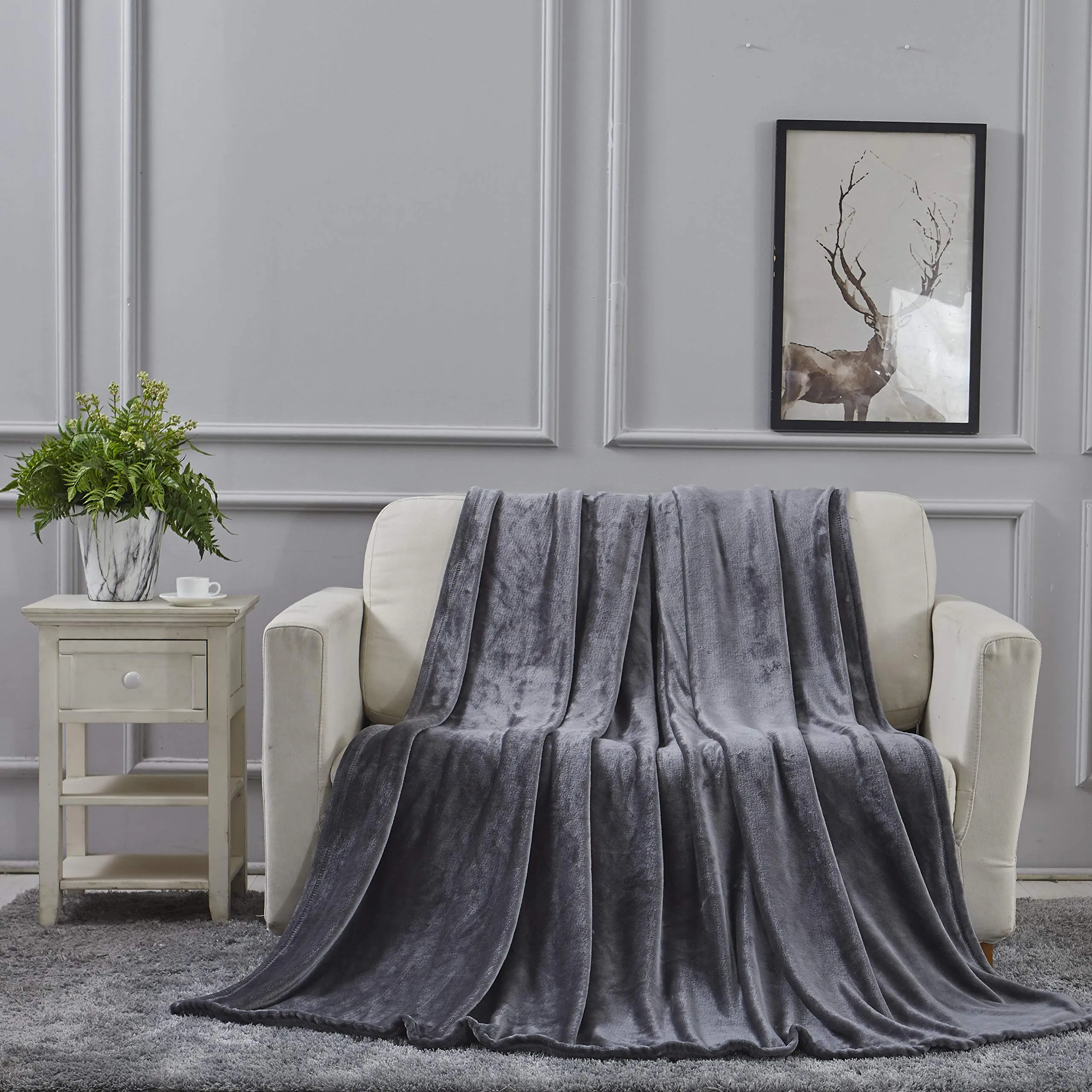 All American Collection Super Soft Ultra Comfort Plush Microfiber Solid Throw Blanket for Couch Home Bedroom Living Room