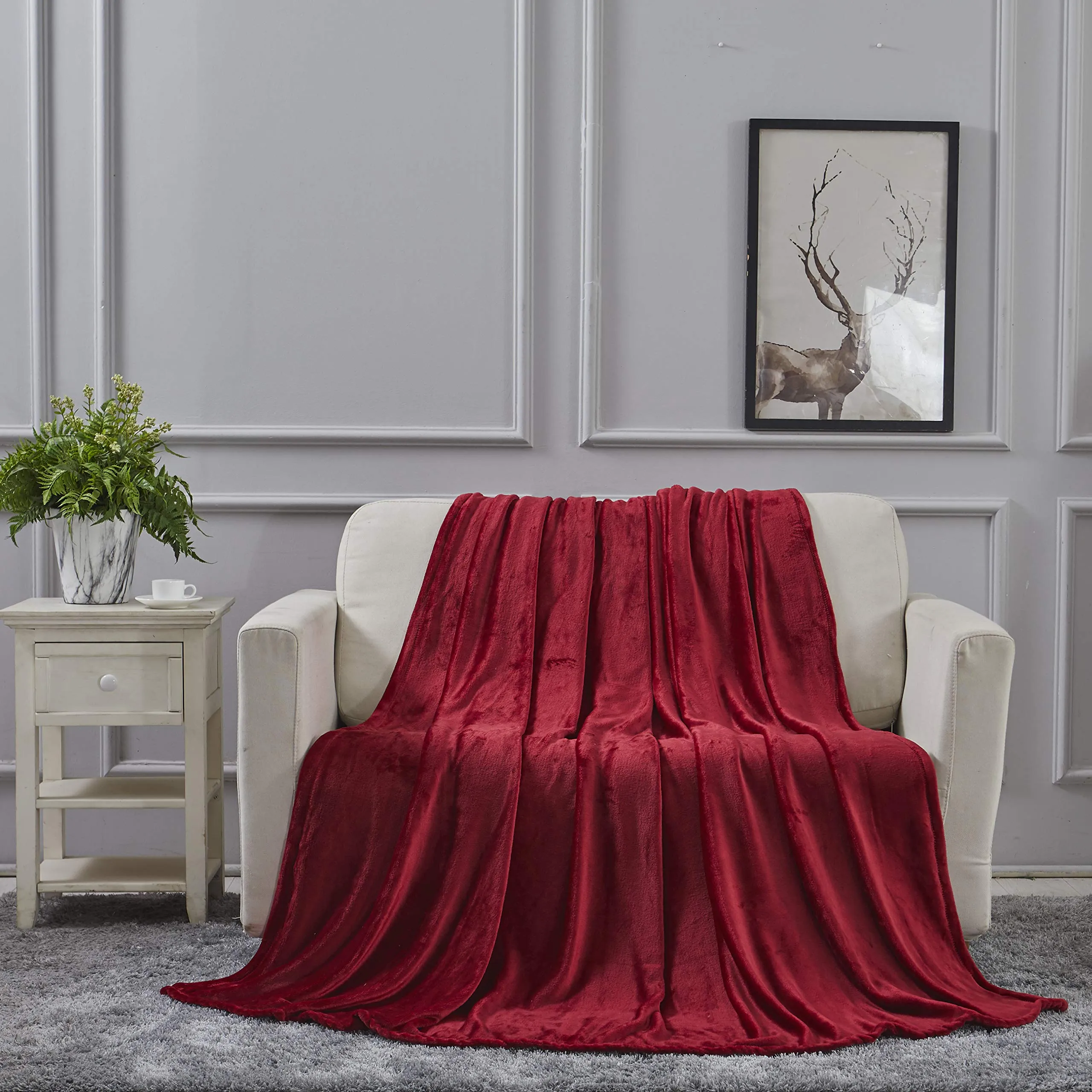 All American Collection Super Soft Ultra Comfort Plush Microfiber Solid Throw Blanket for Couch Home Bedroom Living Room