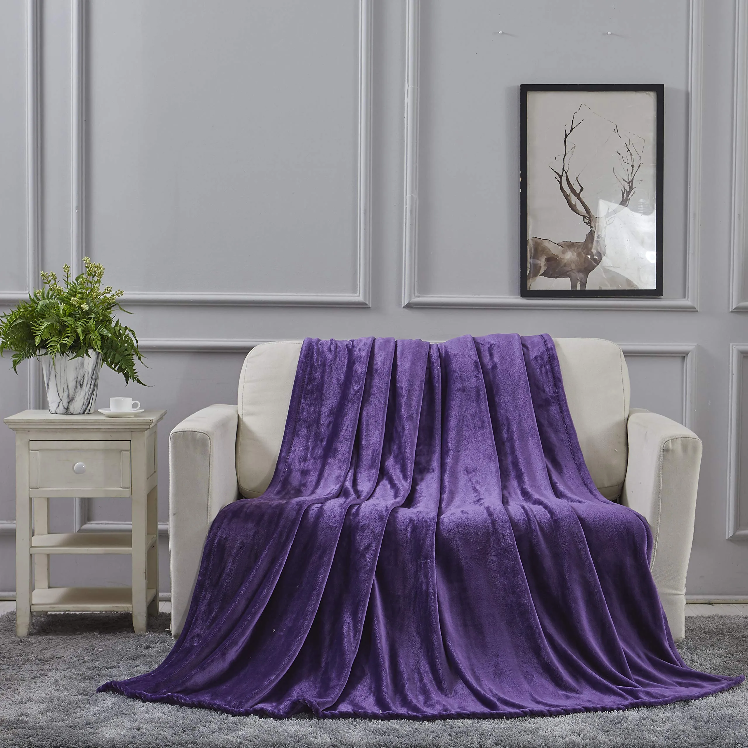 All American Collection Super Soft Ultra Comfort Plush Microfiber Solid Throw Blanket for Couch Home Bedroom Living Room
