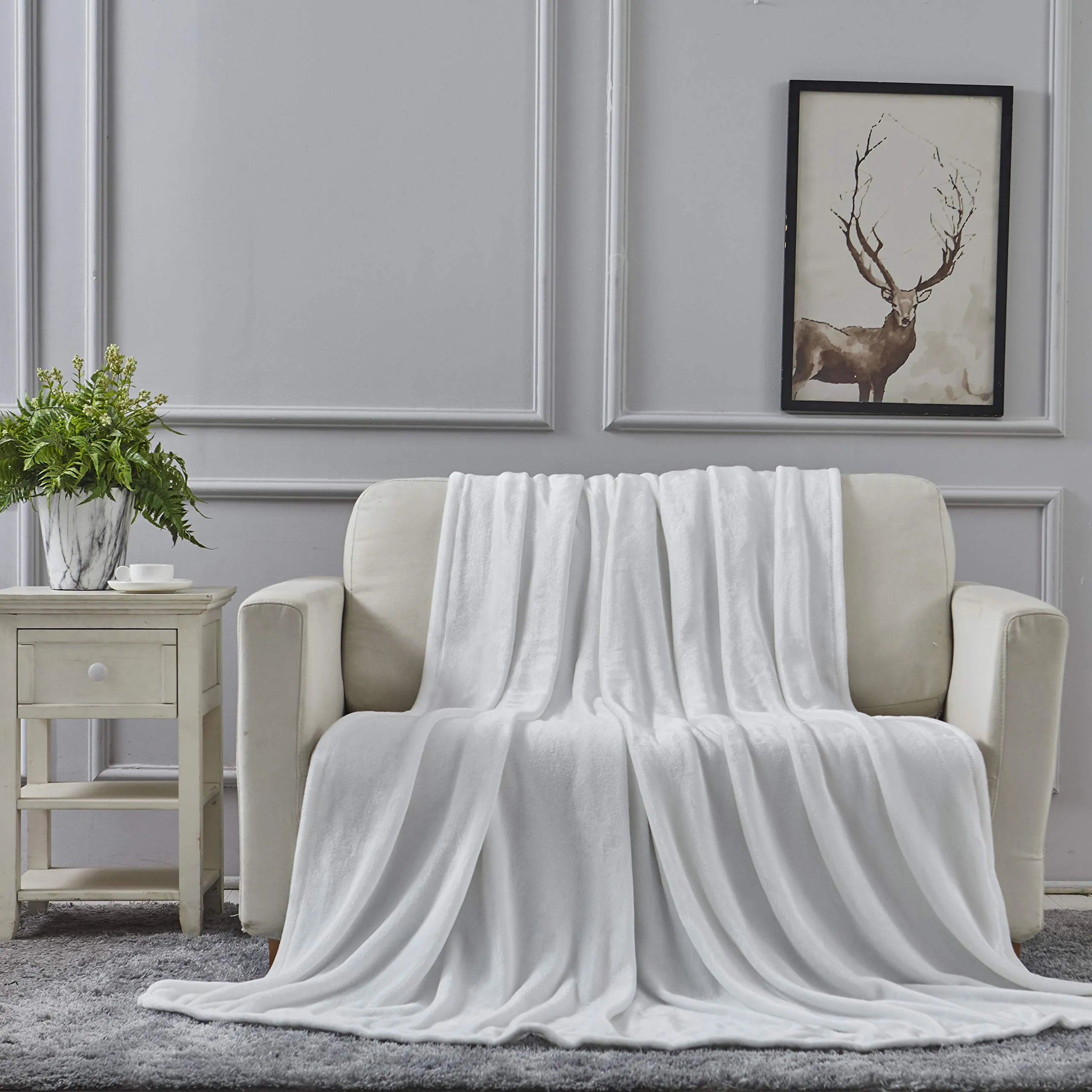 All American Collection Super Soft Ultra Comfort Plush Microfiber Solid Throw Blanket for Couch Home Bedroom Living Room