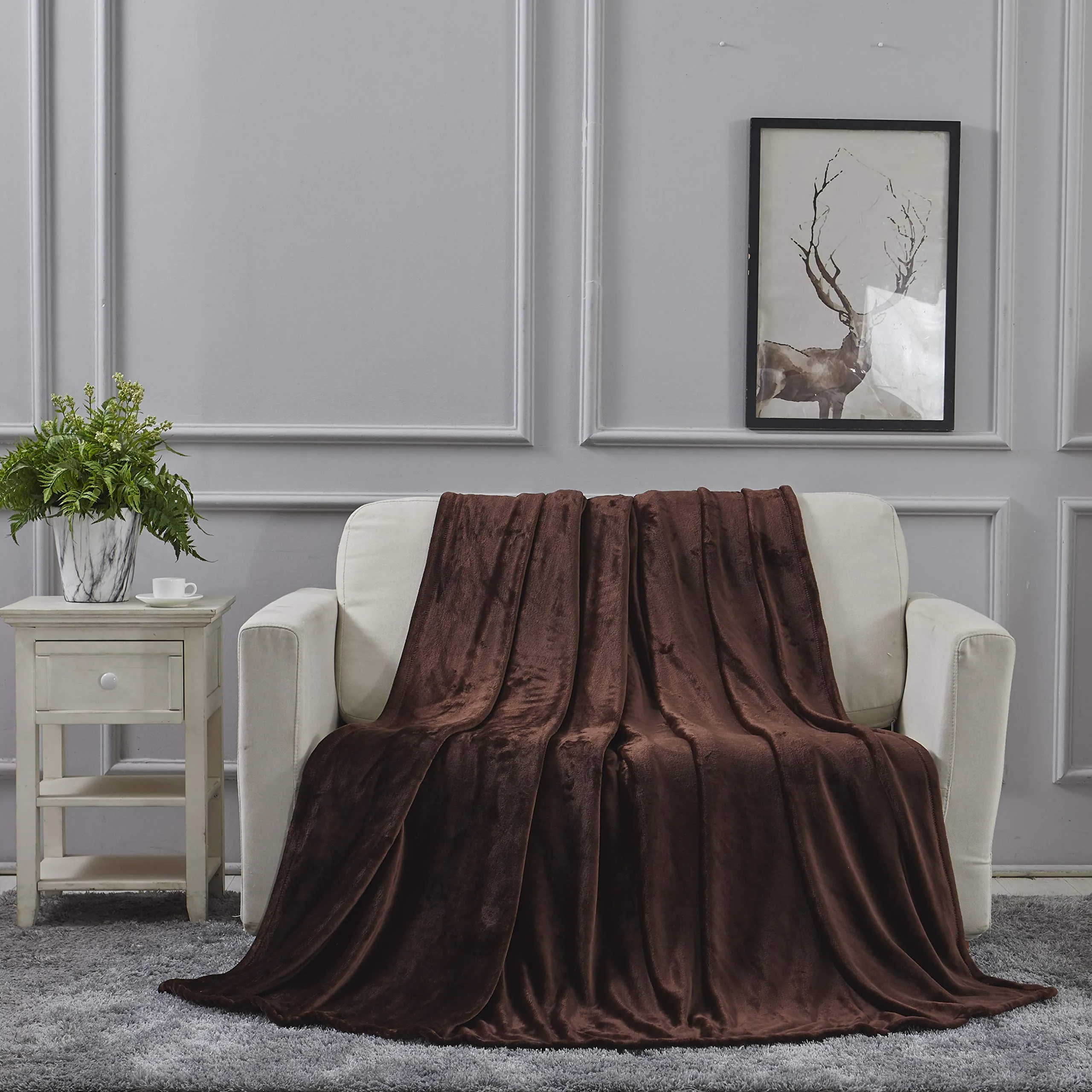 All American Collection Super Soft Ultra Comfort Plush Microfiber Solid Throw Blanket for Couch Home Bedroom Living Room