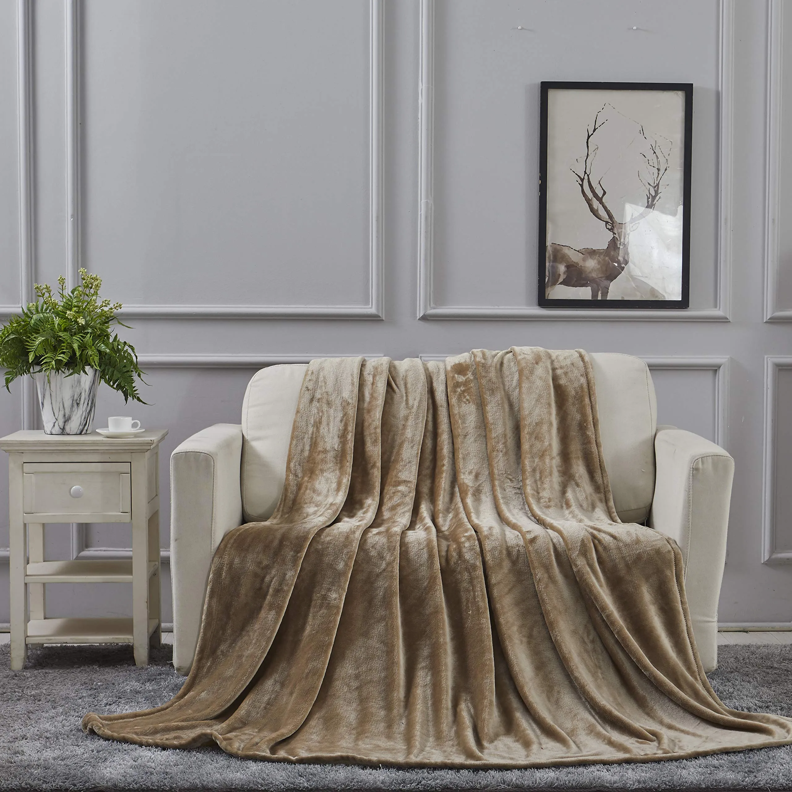All American Collection Super Soft Ultra Comfort Plush Microfiber Solid Throw Blanket for Couch Home Bedroom Living Room