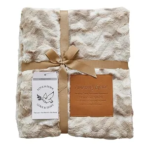 Amazing Grace Faux Fur Patch Throw Blanket PT23011