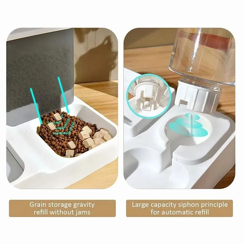 Automatic Cat Food Dispenser: Large Capacity Water / Dry Food Bowl
