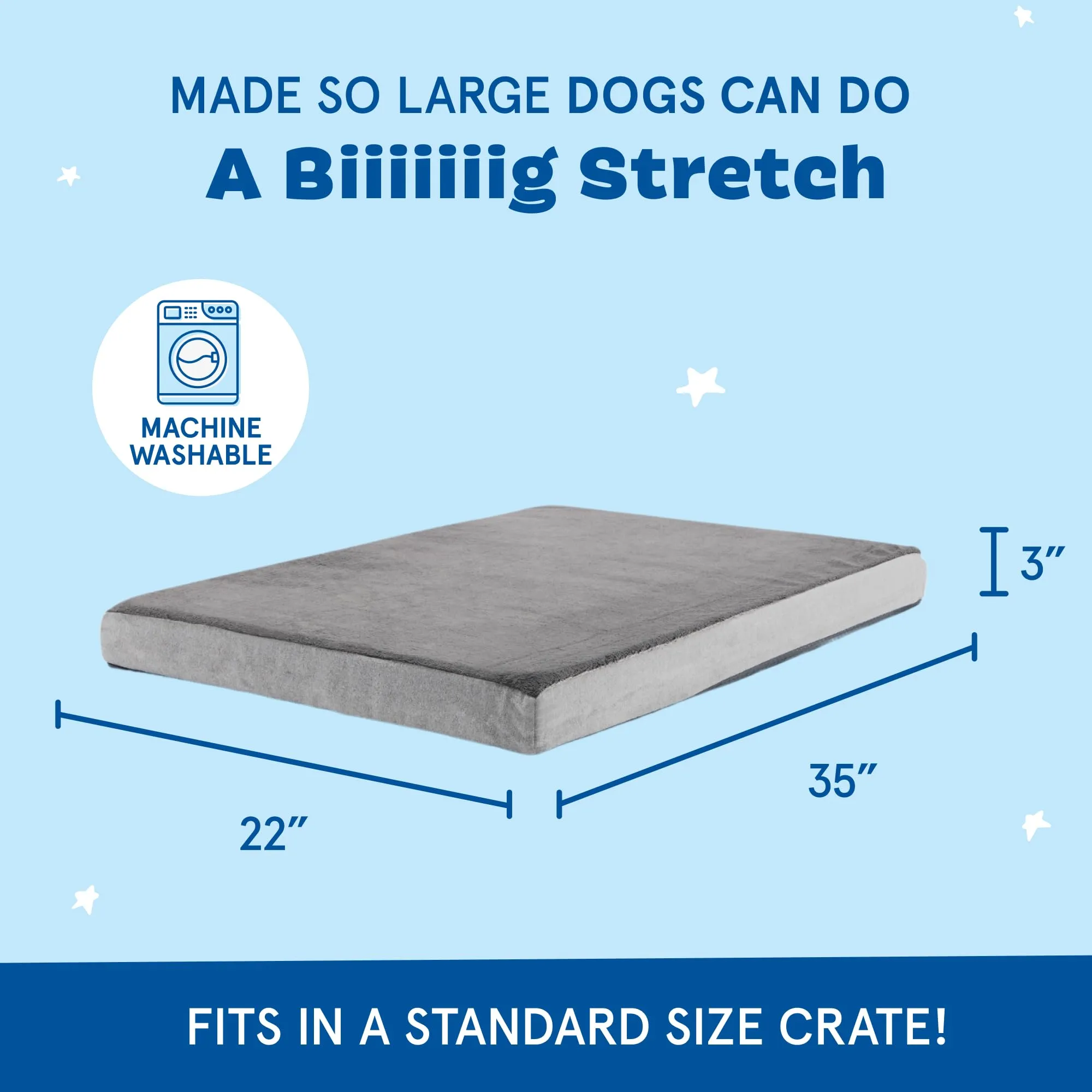 BARK Orthopedic Dog Bed with Memory Foam - Premium Comfort for Dogs and Puppies - Dog Beds Large Sized Dog Bed for Joint Relief and Restful Sleep - Durable and Easy to Clean |Grey, Large