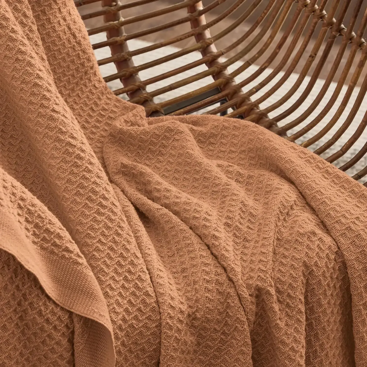 Bedsure 100% Cotton Waffle Weave Lightweight Blanket