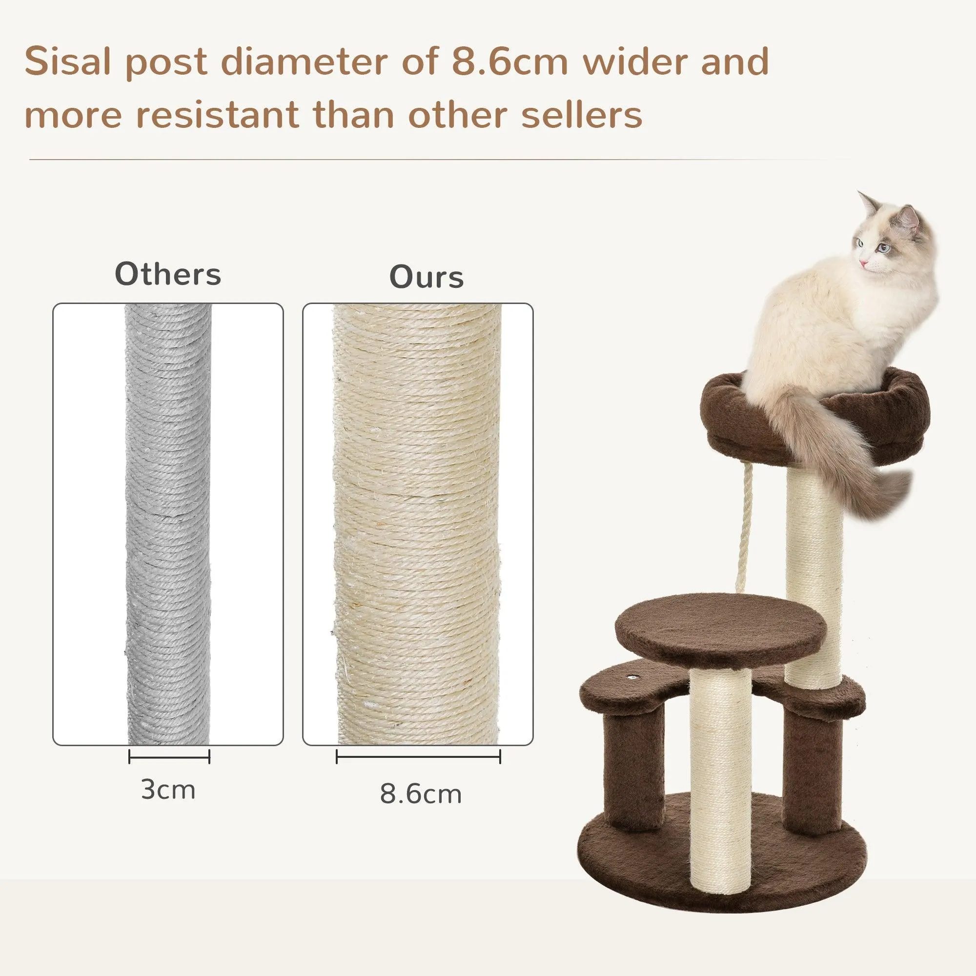 Cat Scratching Post and Playhouse, 65cm - Brown