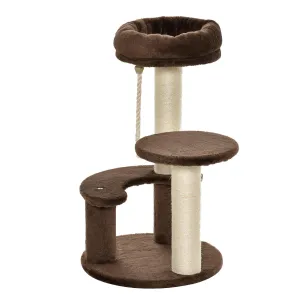 Cat Scratching Post and Playhouse, 65cm - Brown