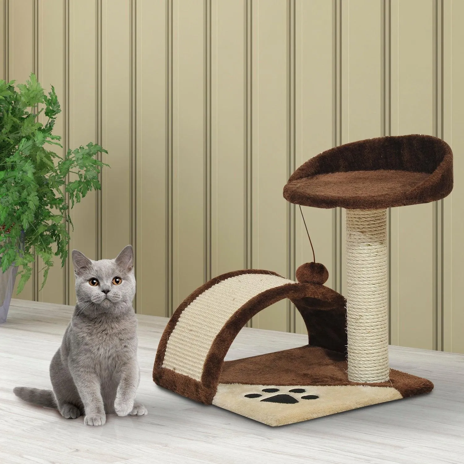 Cat Tree with Perch & Scratching Post - Brown