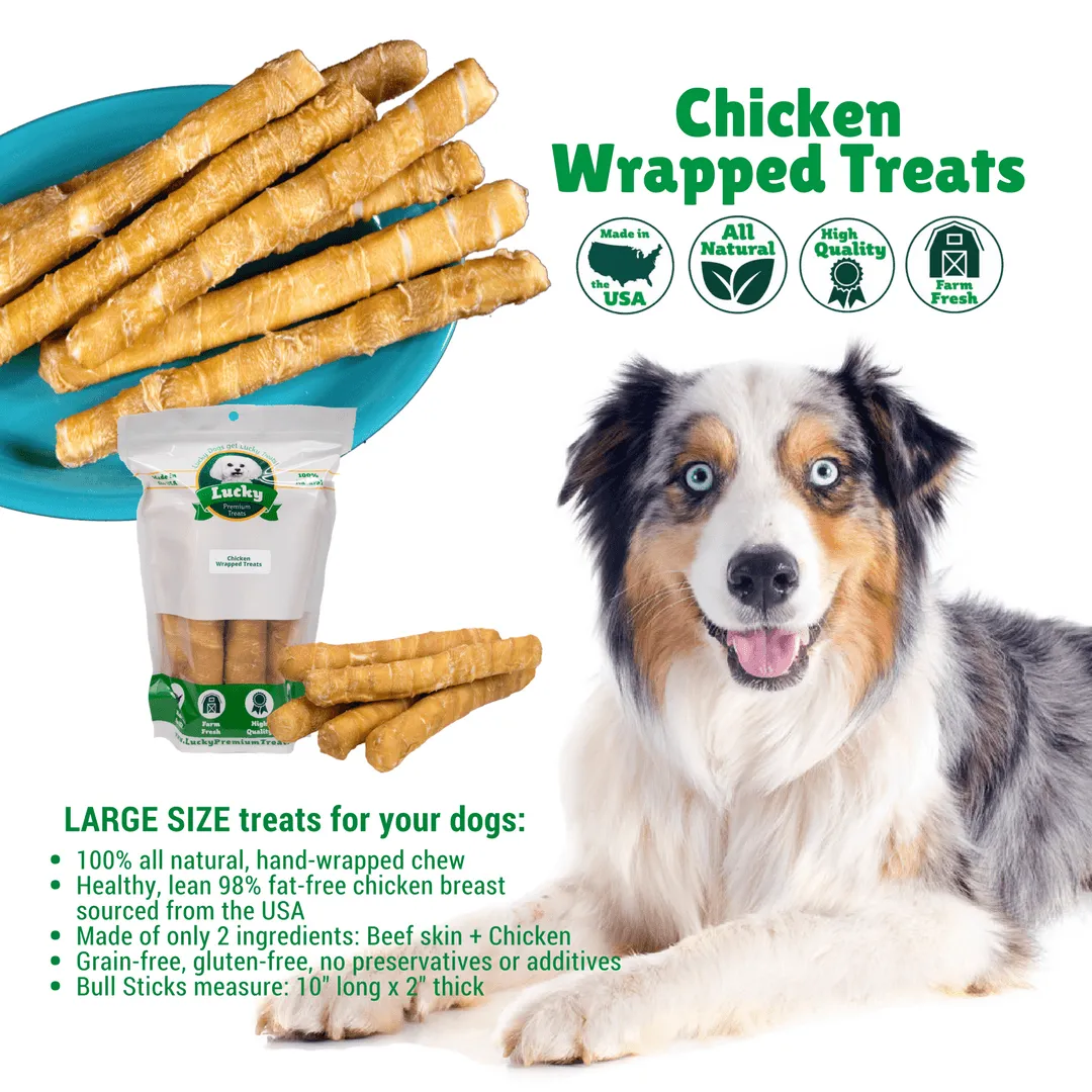 Chicken Wrapped Rawhide Dog Treats Bull Sticks for Large Dogs  5.00% Off Auto renew