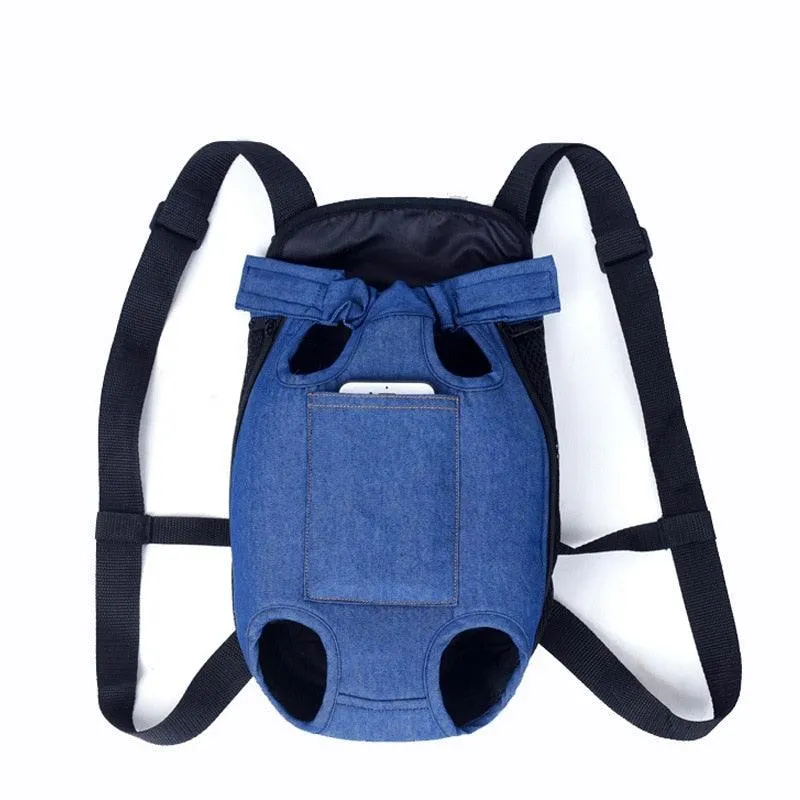 Denim Outdoor Travel Dog Backpack