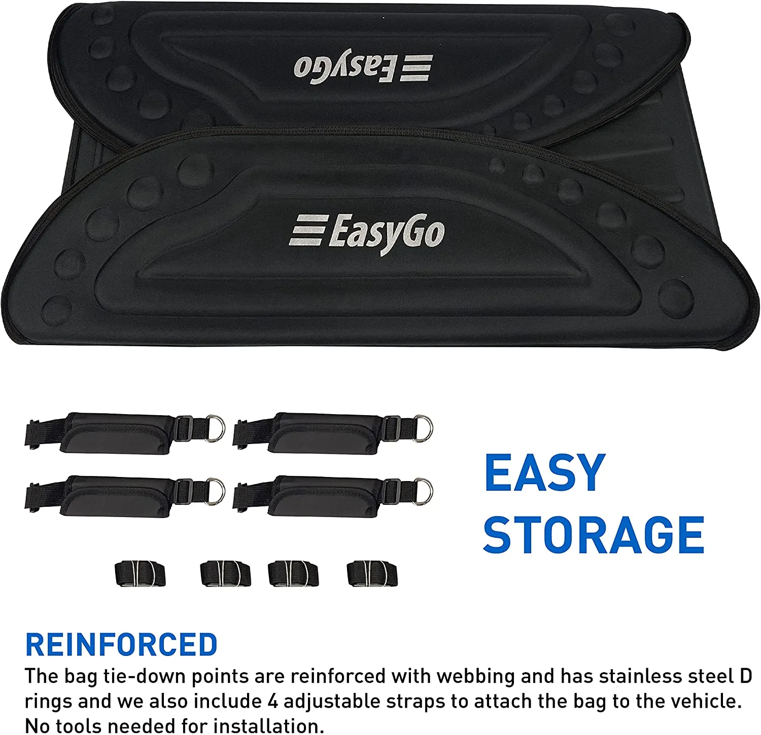 EasyGoProduct Aerodynamic Car Rooftop Cargo Carrier Bag - Soft Roof Top Luggage Bag for All Vehicles SUV with/Without Rack – Hard Sides - 4 Adjustable Straps – 8 Cubic Feet - Fold Flat Storage Bag