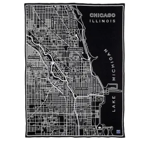 Faribault Chicago Map Wool Throw