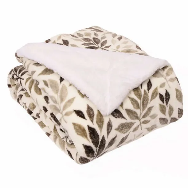 Life Comfort Ultimate Faux Fur Throw -Floral Tan
