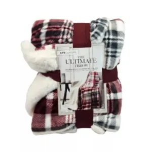 Life Comfort Ultimate Sherpa Faux Fur Throw - Red Plaid - 60'' X 70''