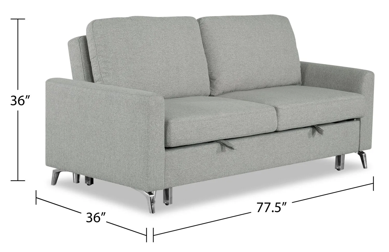 Linwood Linen-Look Fabric Sleeper Sofa - Solis Grey