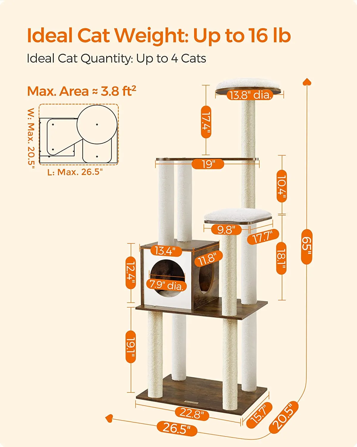 Modern 65-Inch Cat Tree