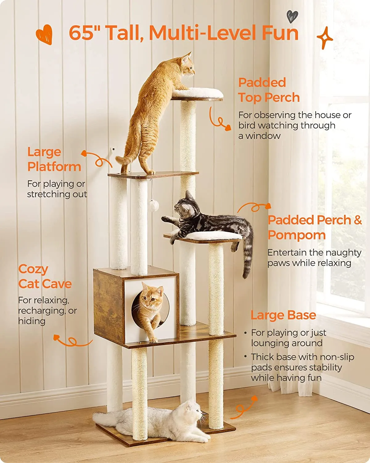 Modern 65-Inch Cat Tree
