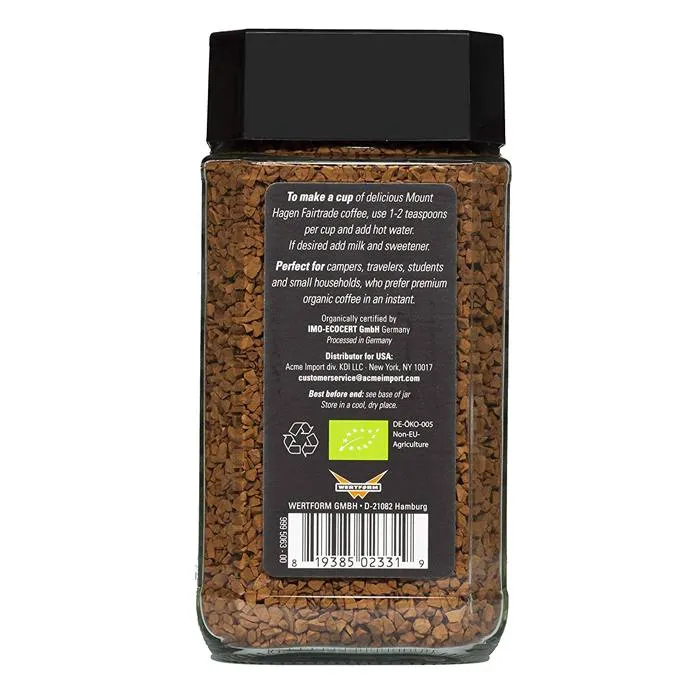 Mount Hagan - Organic Freeze Dried Instant Coffee Jar, 3.53oz