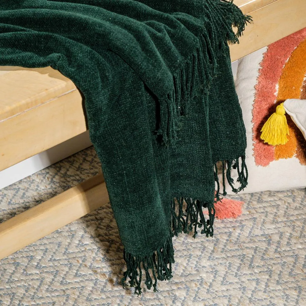 Nest Chenille Throw - Bottle Green