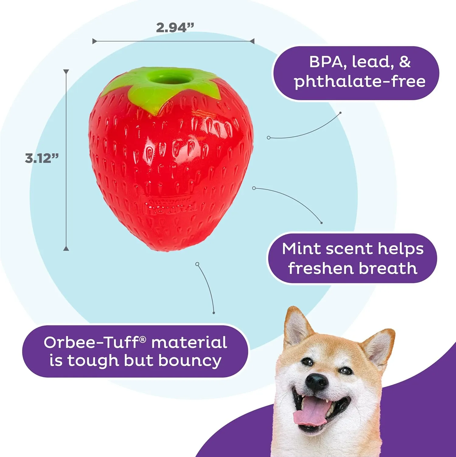 Outward Hound Orbee-Tuff Strawberry Dog Toy