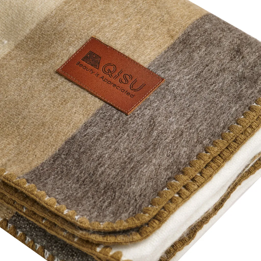 QISU Camel Thick Stripe Alpaca Throw Blanket – Cozy Artisan Christmas Treasure
