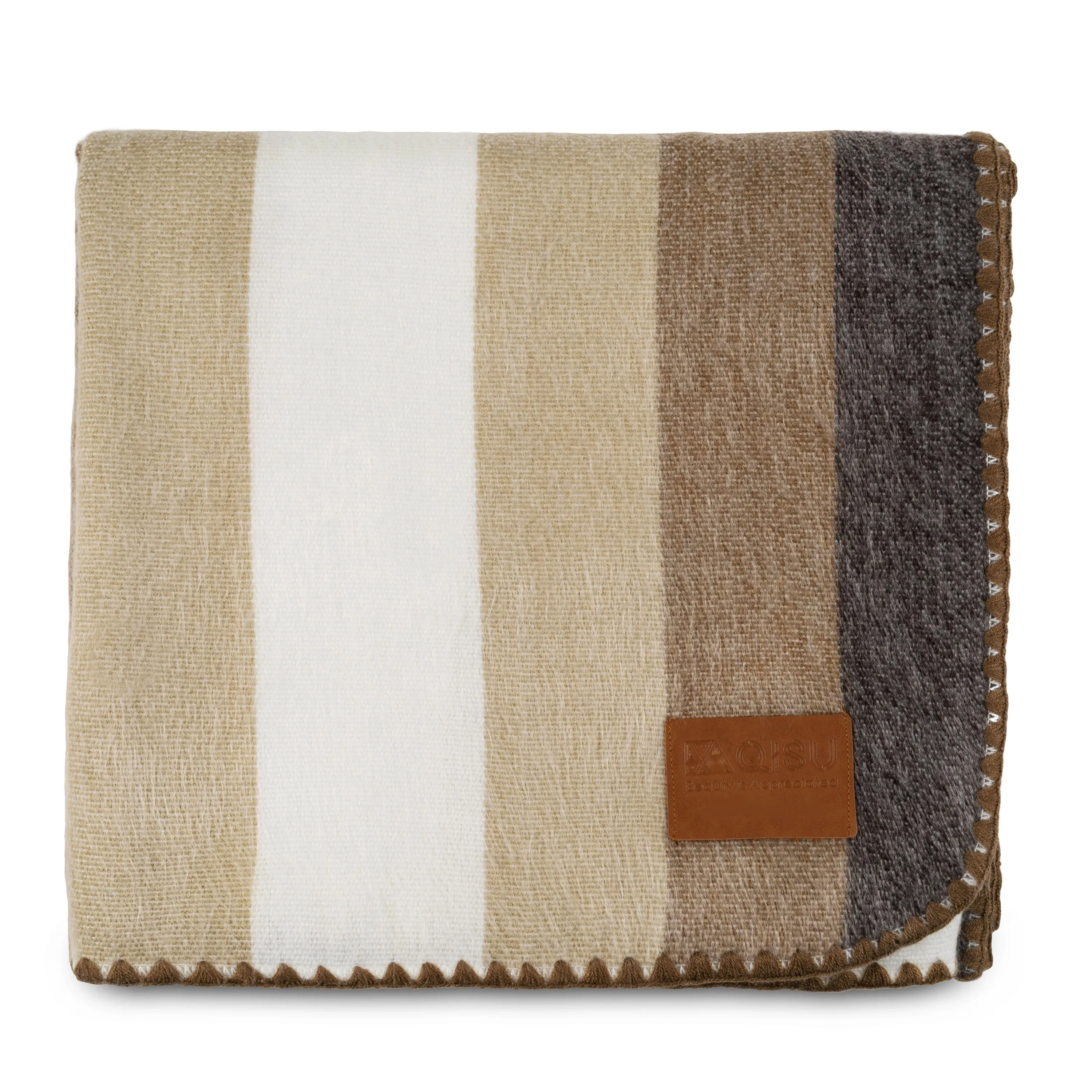 QISU Camel Thick Stripe Alpaca Throw Blanket – Cozy Artisan Christmas Treasure