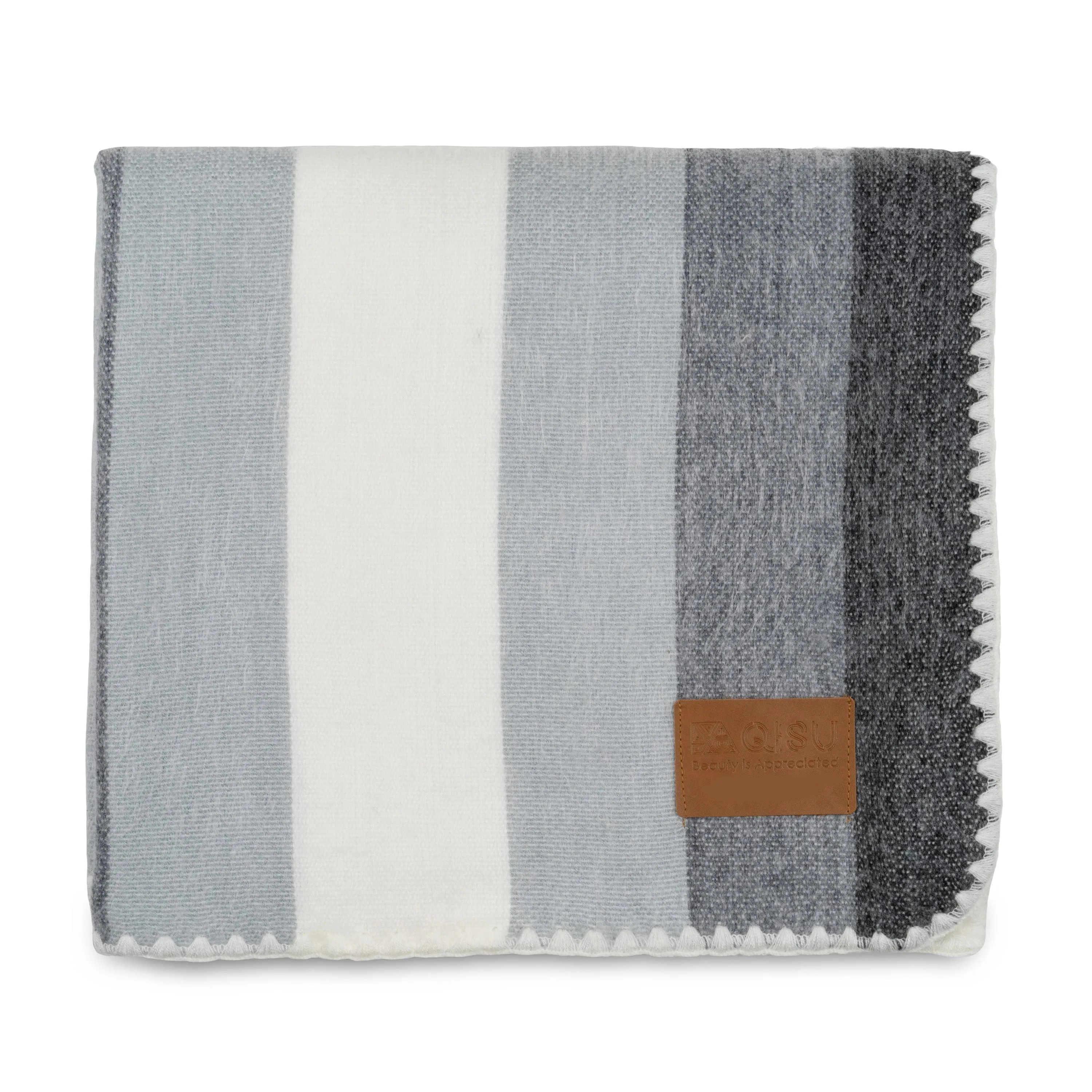 QISU Grey Stripe Alpaca Throw Blanket – Timeless Comfort, A Thoughtful Christmas Gift