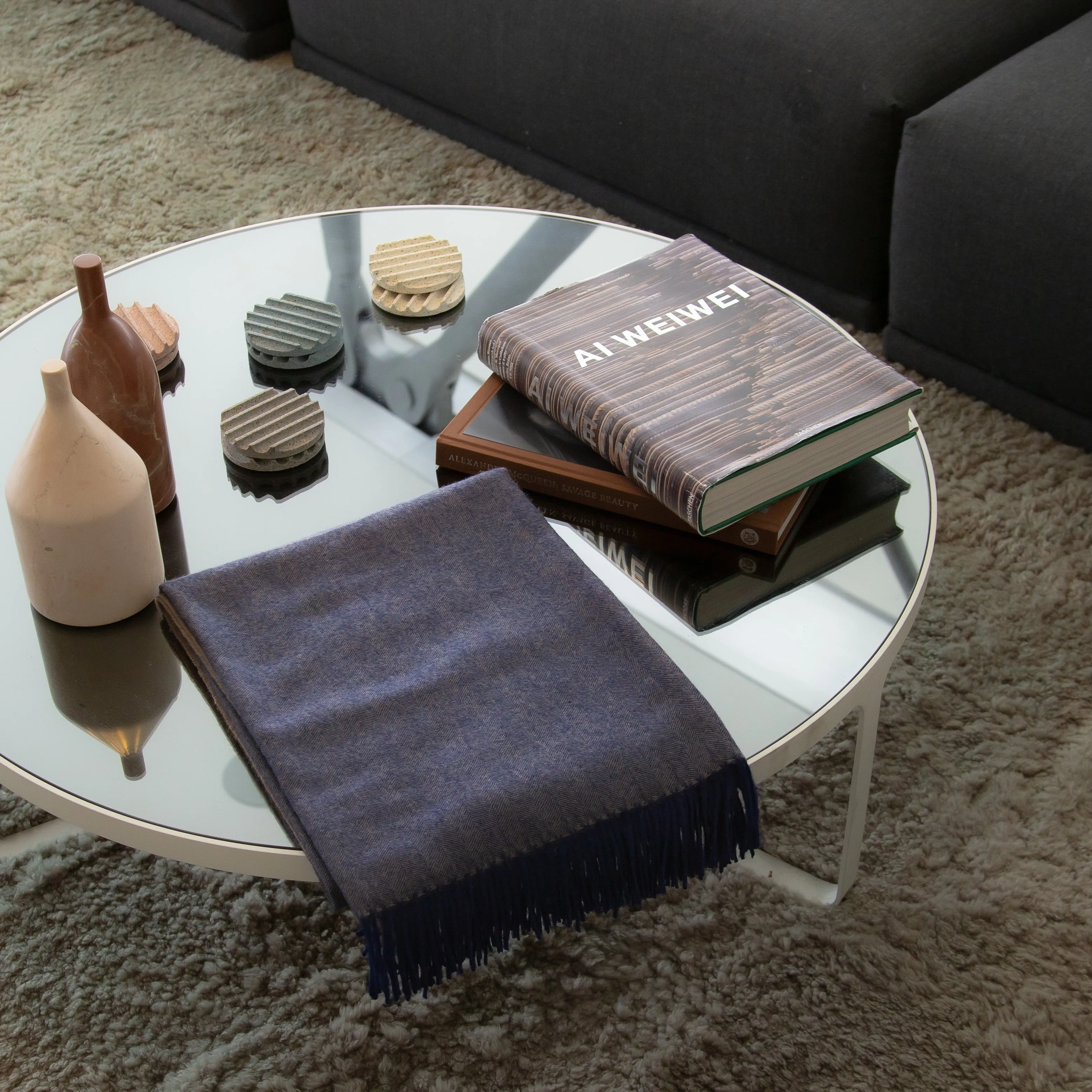 QISU Luxury Blue Alpaca Wool Blanket – Elegant Winter Warmth