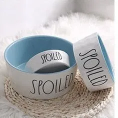"Spoiled" Ceramic Food and Water Pet Bowls