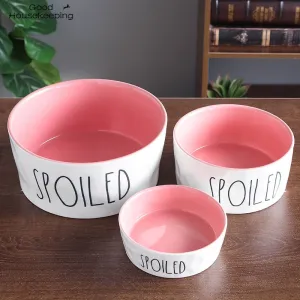 "Spoiled" Ceramic Food and Water Pet Bowls