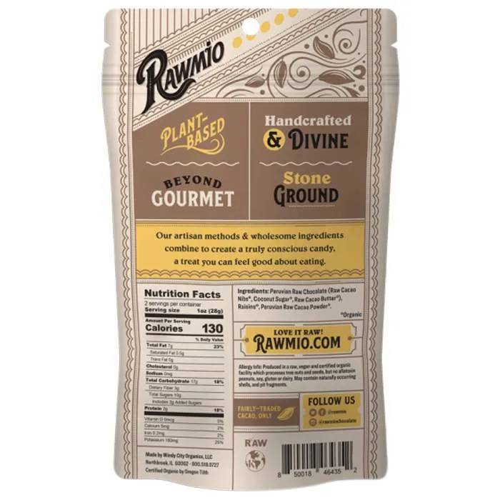 Rawmio - Chocolate Covered Fruit, 2oz | Multiple Flavors - Chocolate Covered Golden Raisins