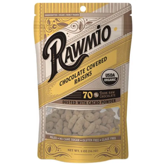 Rawmio - Chocolate Covered Fruit, 2oz | Multiple Flavors - Chocolate Covered Golden Raisins