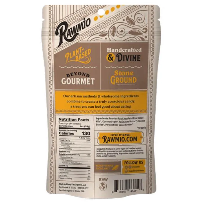 Rawmio - Chocolate Covered Fruit, 2oz | Multiple Flavors - Chocolate Covered Golden Raisins
