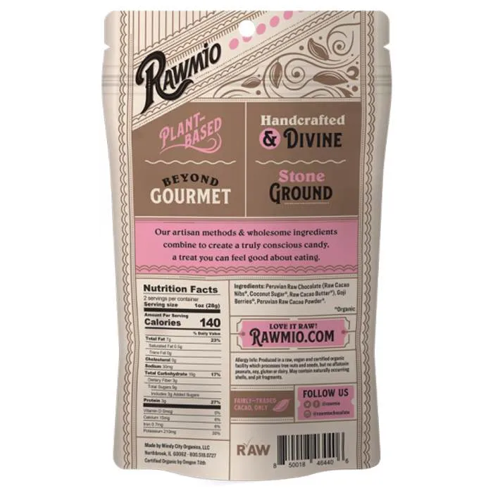 Rawmio - Chocolate Covered Fruit, 2oz | Multiple Flavors - Chocolate Covered Golden Raisins