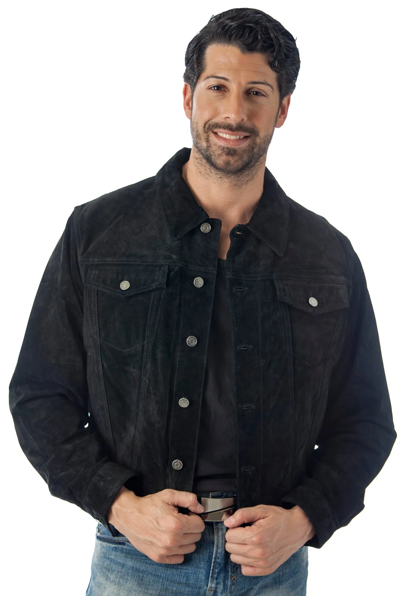 REED Men's Western Jean Style Suede Leather Shirt Jacket - Imported