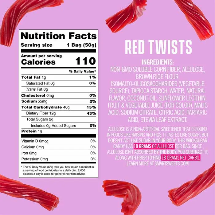 SmartSweets - Red Twists, 1.8oz